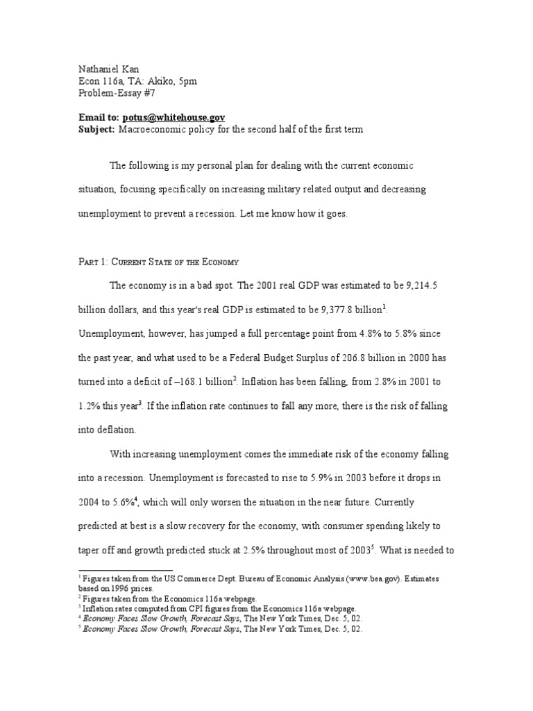current state of the us economy Essay on the current state of the economy